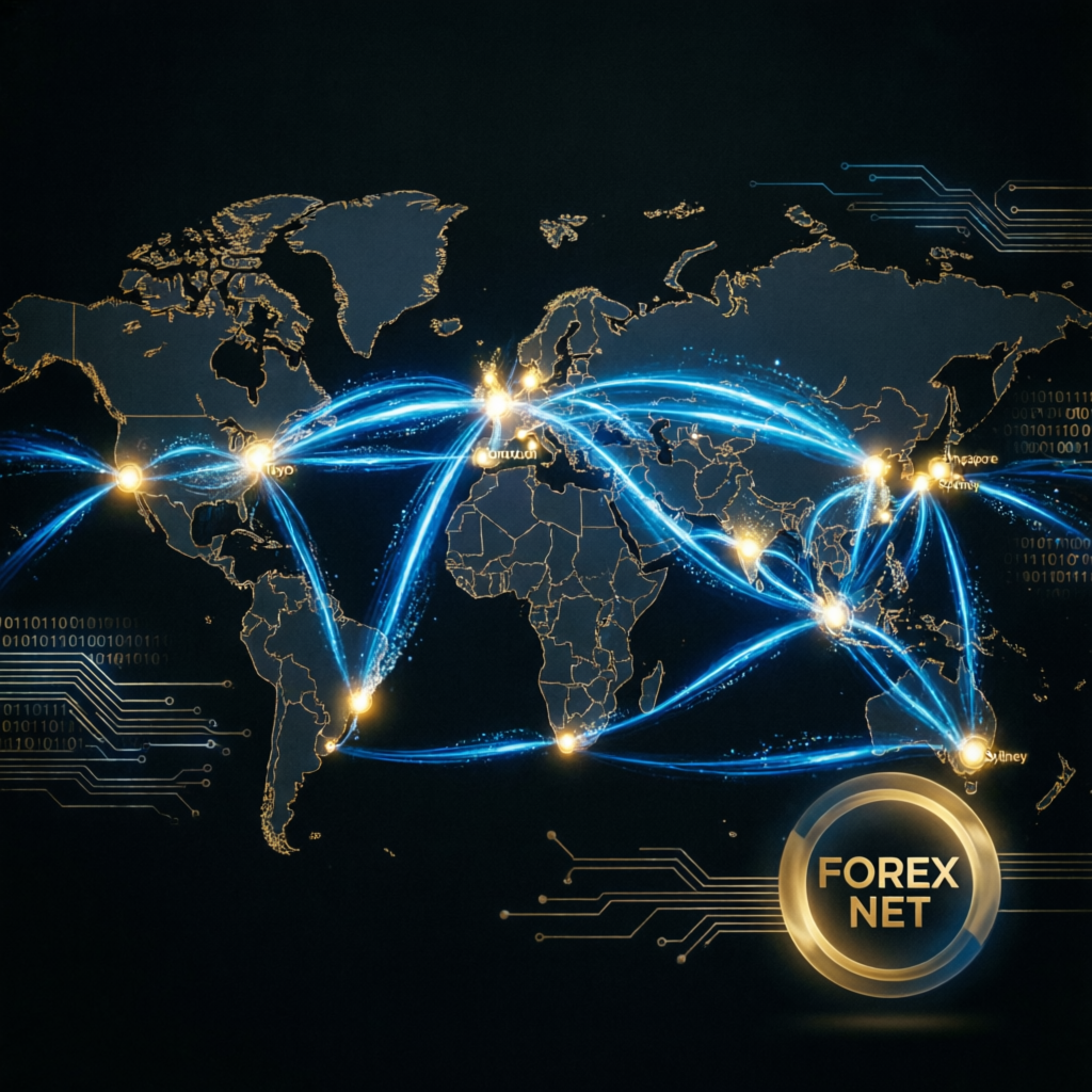 Global forex trading network connecting financial centers worldwide