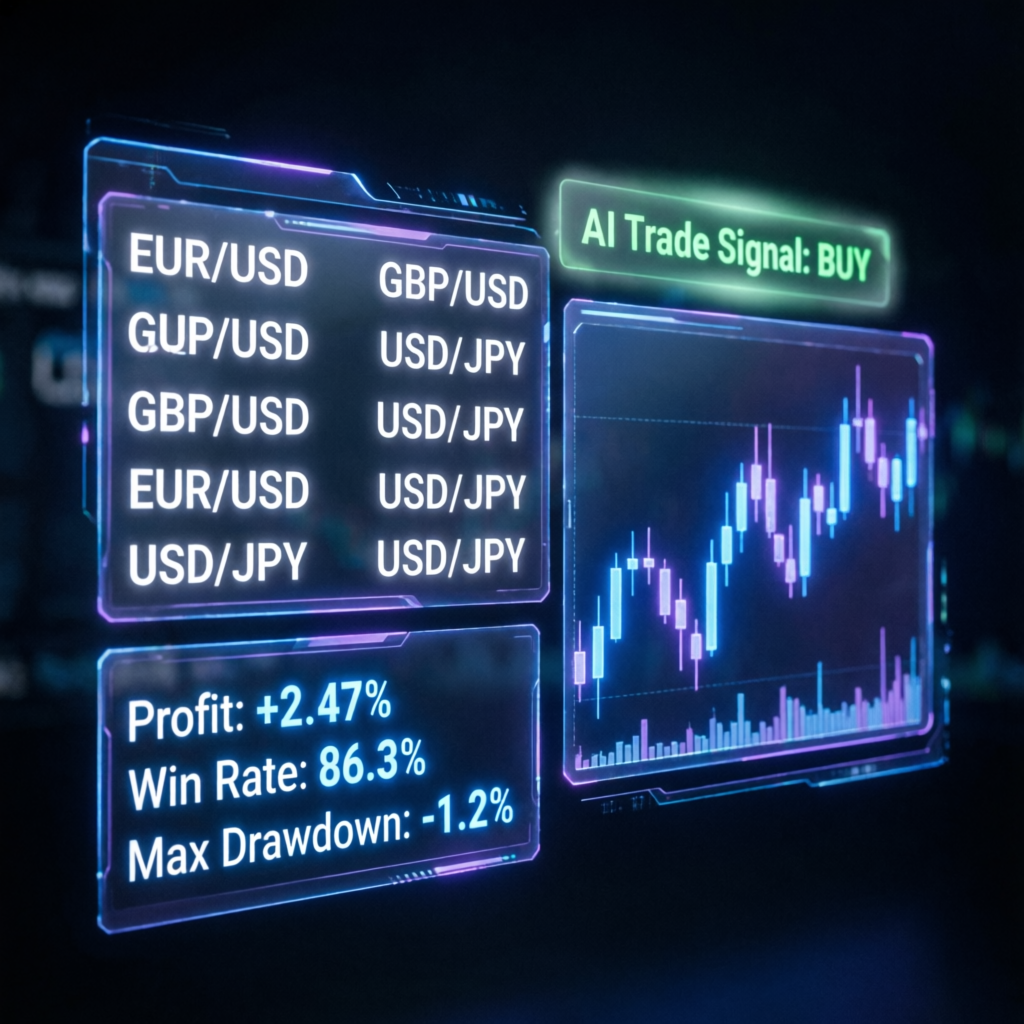 AI-powered Apex Trader Funding dashboard with live trading signals and profit metrics