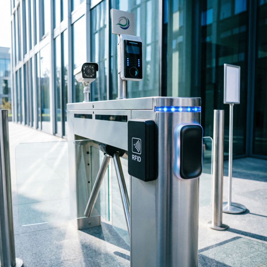 Система контроля доступа СКУД — турникет с RFID-считывателем и биометрическим сканером
