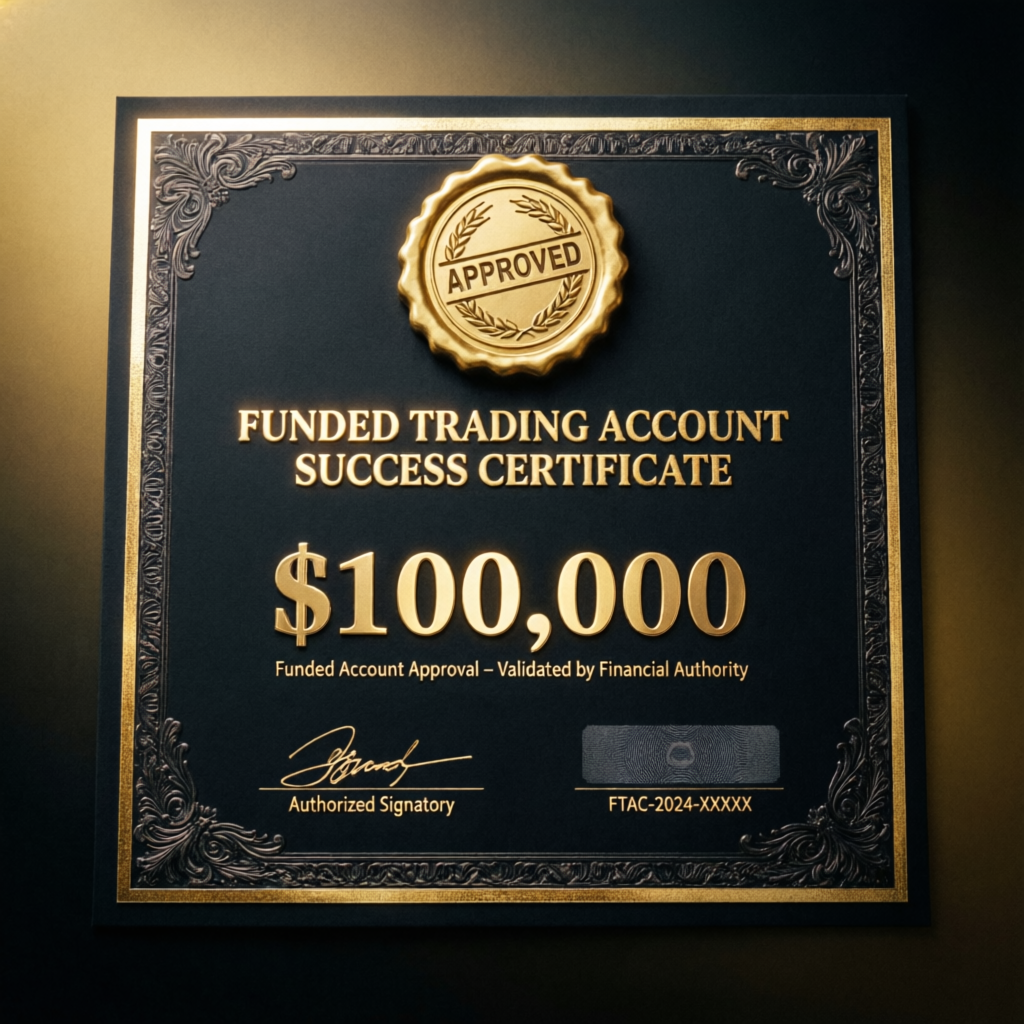 Funded trading account success certificate
