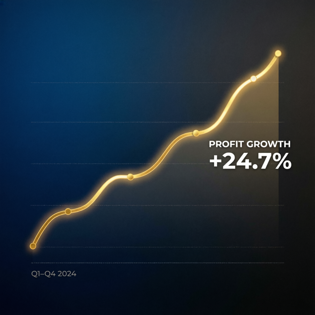 Financial growth chart showing profit increase