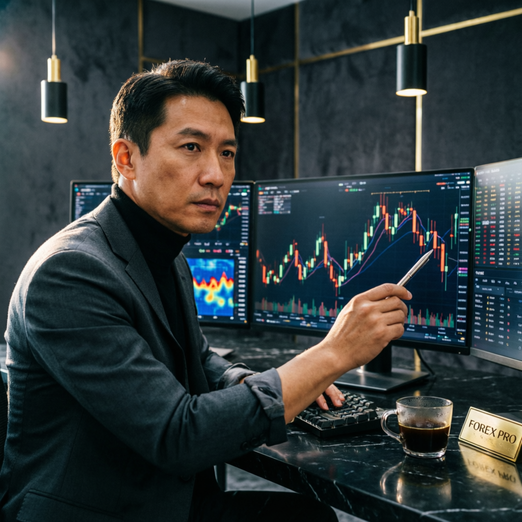 Professional forex trader analyzing charts for prop firm passing service