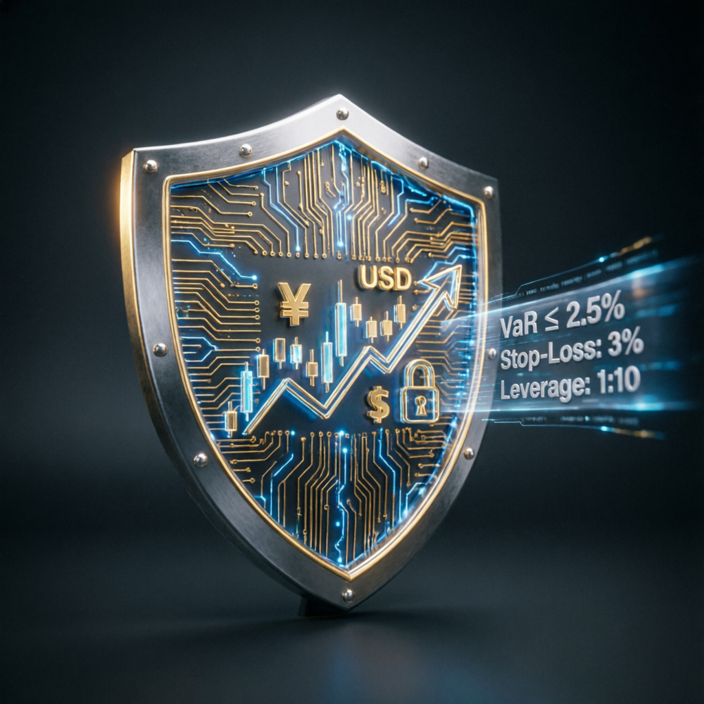 Risk management shield protecting trading capital