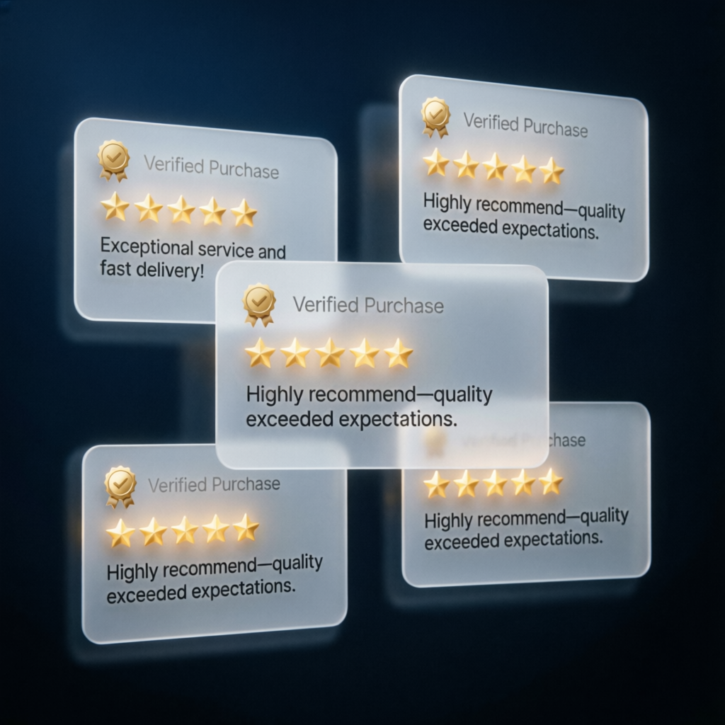 Five star verified purchase reviews representing client satisfaction with Prop Firm Gurus services