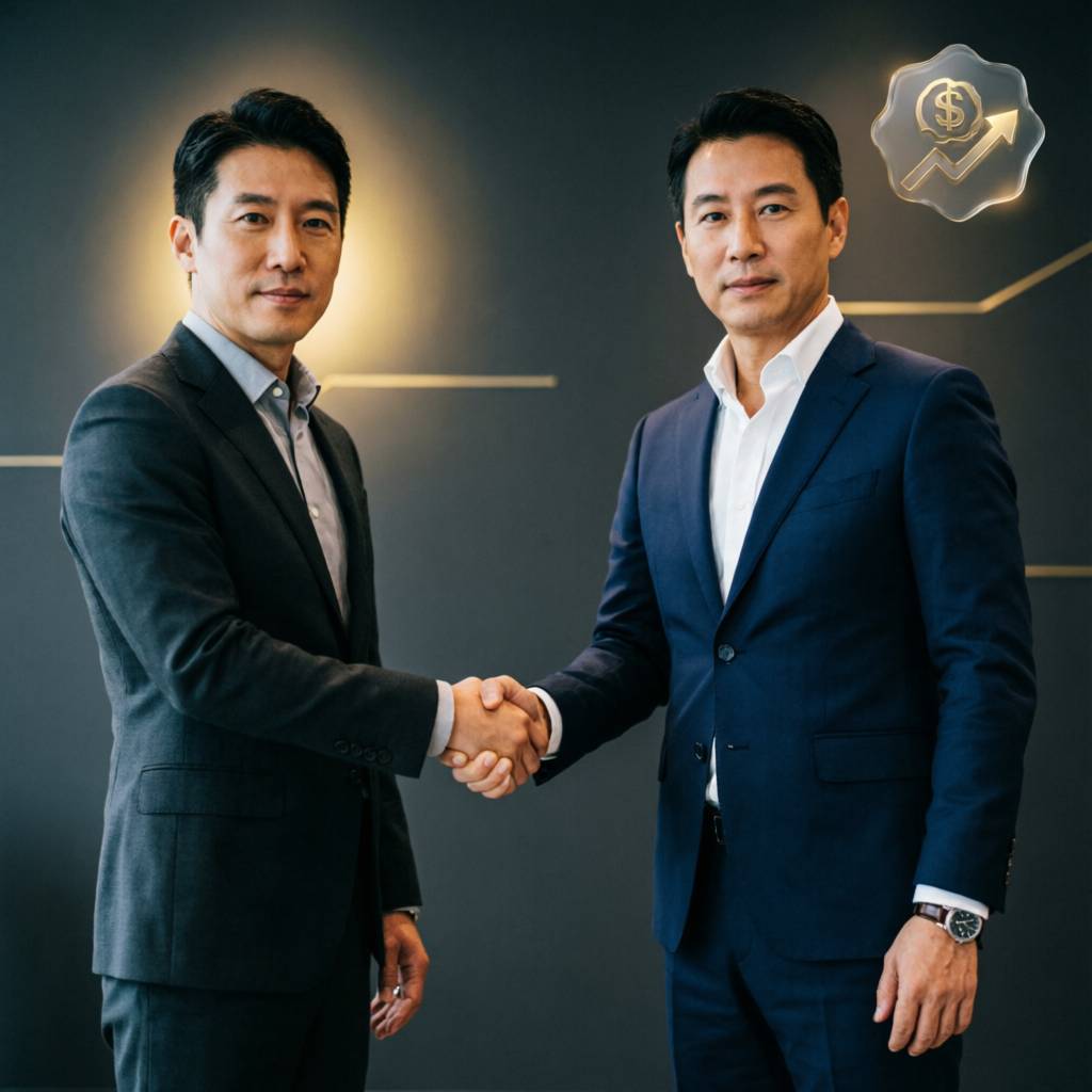Professional handshake between trader and funding company representing Topstep partnership and trust